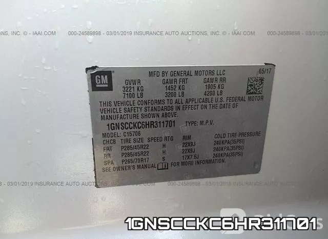 1GNSCCKC6HR311701 фото 10