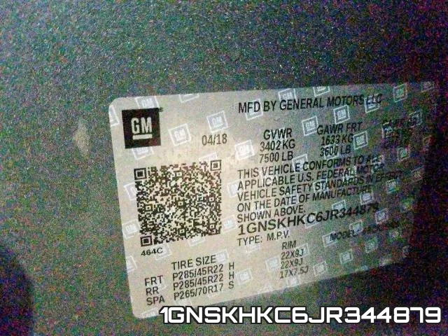 1GNSKHKC6JR344879 фото 2