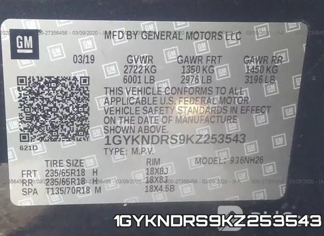 1GYKNDRS9KZ253543 фото 10