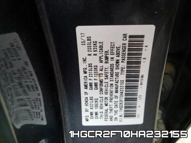 1HGCR2F70HA232155 фото 2