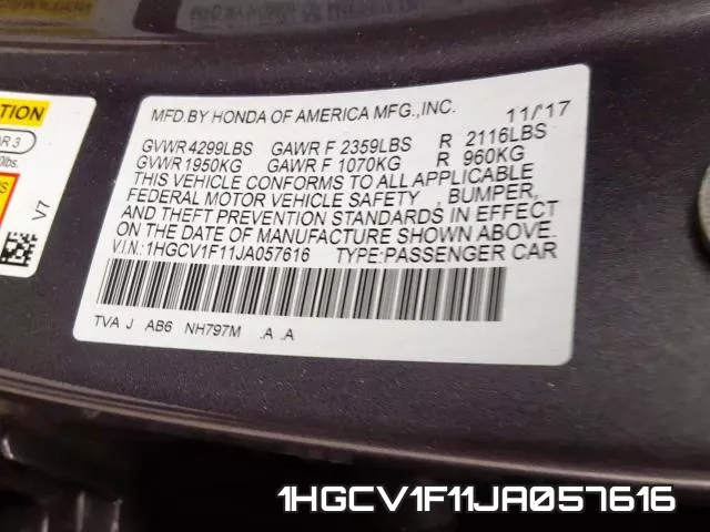 1HGCV1F11JA057616 фото 2