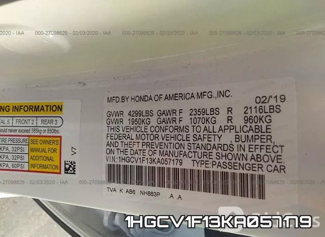 1HGCV1F13KA057179 фото 10