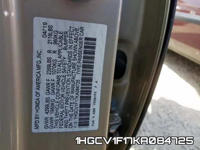 1HGCV1F17KA084725 фото 2