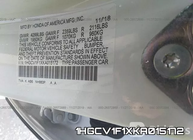 1HGCV1F1XKA015172 фото 10