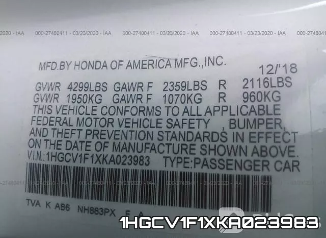 1HGCV1F1XKA023983 фото 10