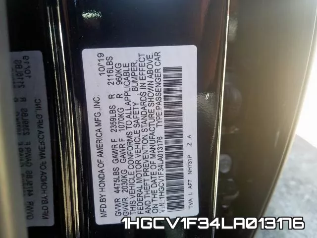 1HGCV1F34LA013176 фото 2