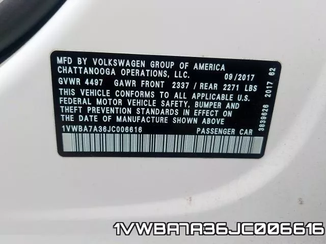 1VWBA7A36JC006616 фото 2