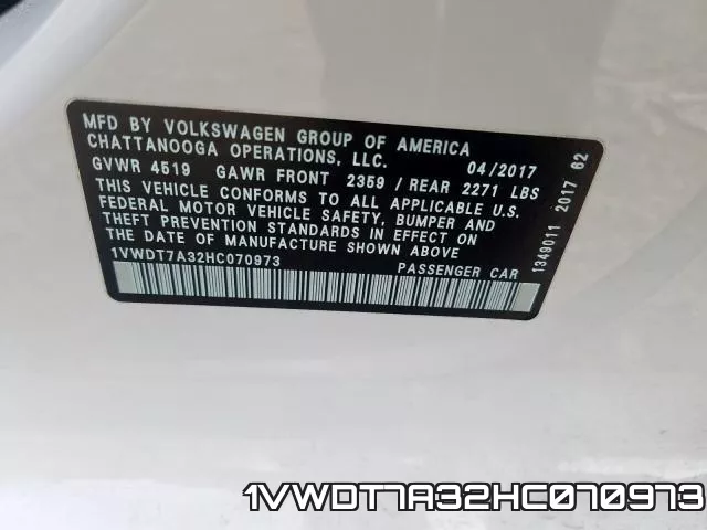 1VWDT7A32HC070973 фото 2