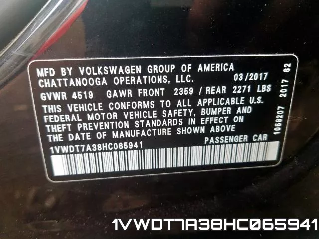 1VWDT7A38HC065941 фото 2