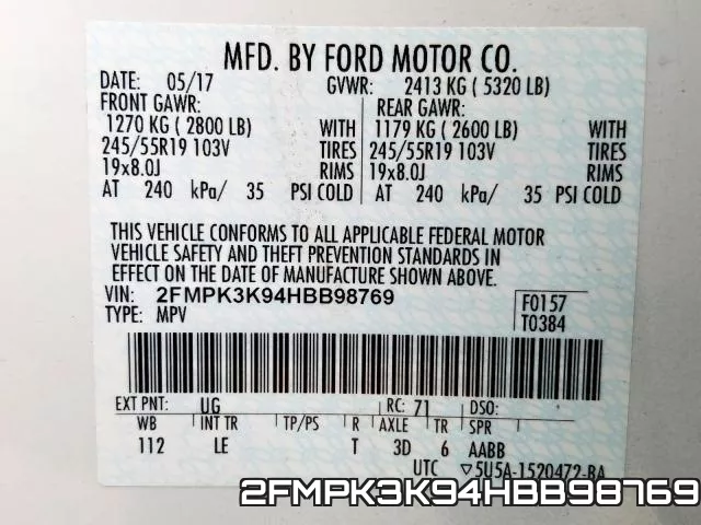 2FMPK3K94HBB98769 фото 2