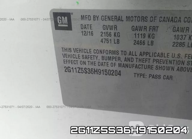 2G11Z5S36H9150204 фото 10