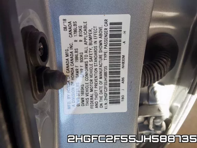 2HGFC2F55JH588735 фото 2
