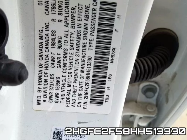 2HGFC2F58HH513330 фото 2