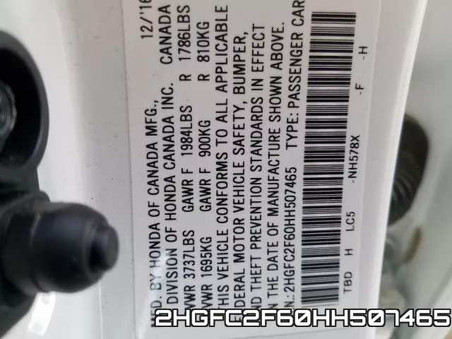 2HGFC2F60HH507465 фото 2
