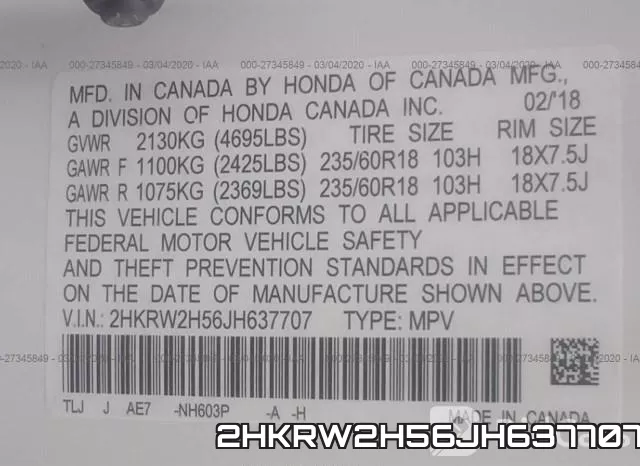 2HKRW2H56JH637707 фото 10