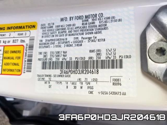 3FA6P0HD3JR204618 фото 2
