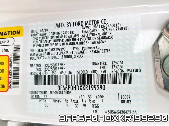 3FA6P0HDXKR199290 фото 2