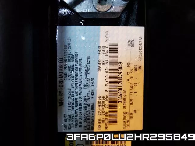 3FA6P0LU2HR295849 фото 2