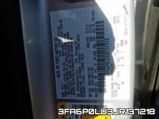 3FA6P0LU3JR137218 фото 2