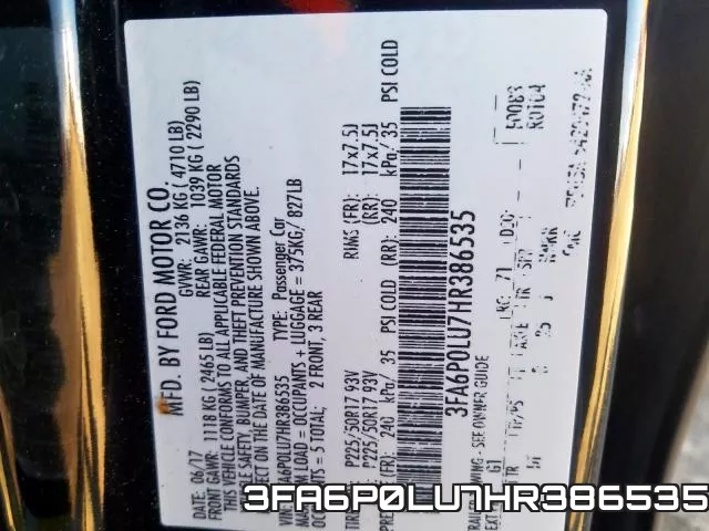 3FA6P0LU7HR386535 фото 2