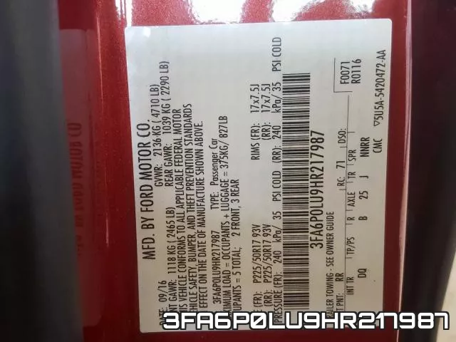 3FA6P0LU9HR217987 фото 2