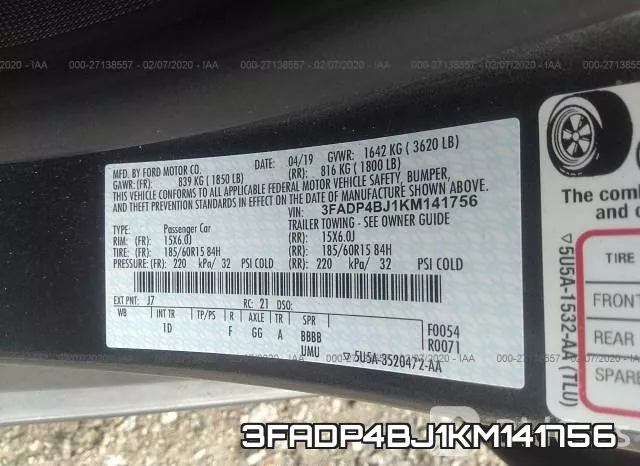 3FADP4BJ1KM141756 фото 10