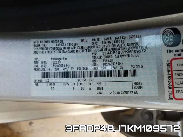3FADP4BJ7KM109572 фото 2