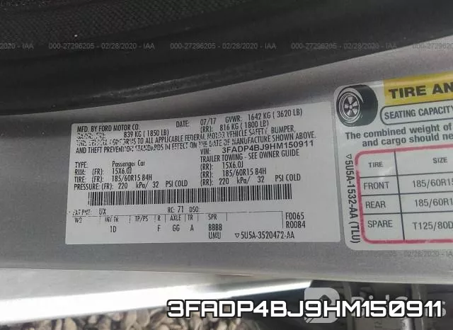 3FADP4BJ9HM150911 фото 10