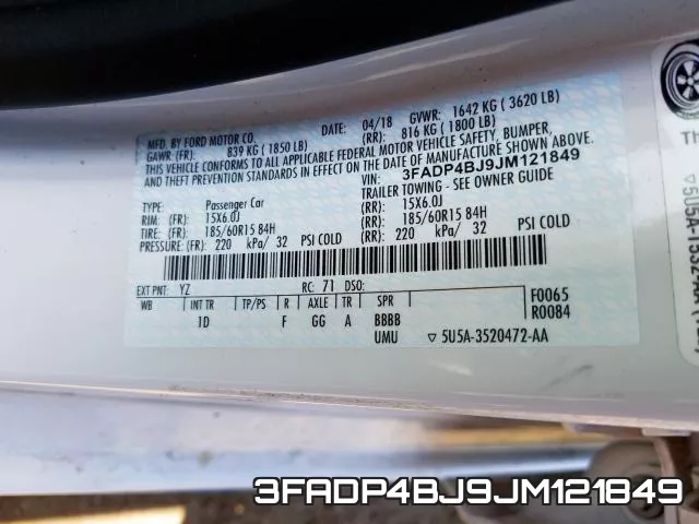 3FADP4BJ9JM121849 фото 2