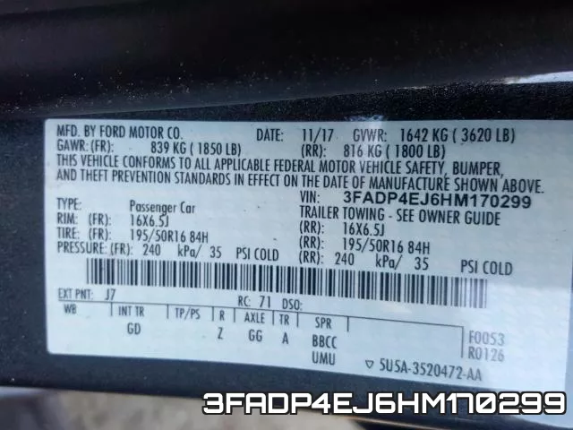 3FADP4EJ6HM170299 фото 2
