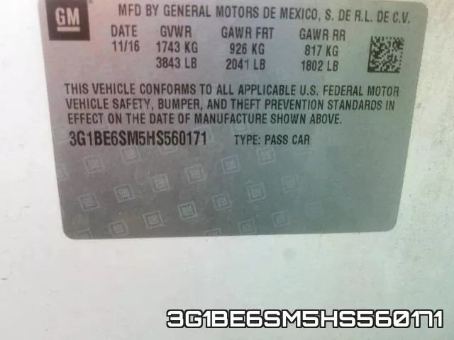 3G1BE6SM5HS560171 фото 2