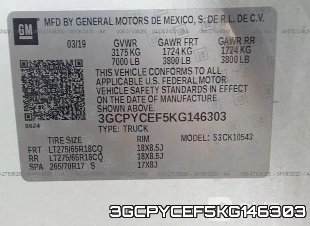 3GCPYCEF5KG146303 фото 10