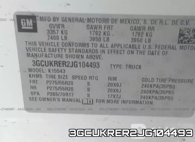 3GCUKRER2JG104493 фото 10