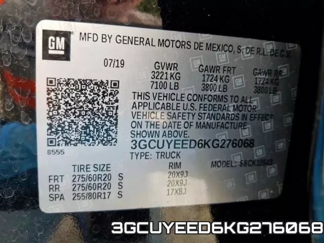 3GCUYEED6KG276068 фото 2