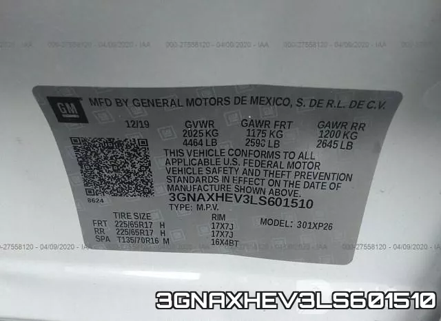 3GNAXHEV3LS601510 фото 10