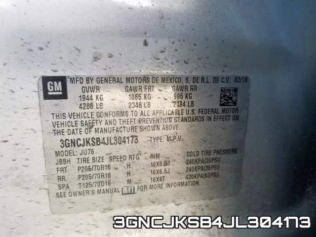 3GNCJKSB4JL304173 фото 2