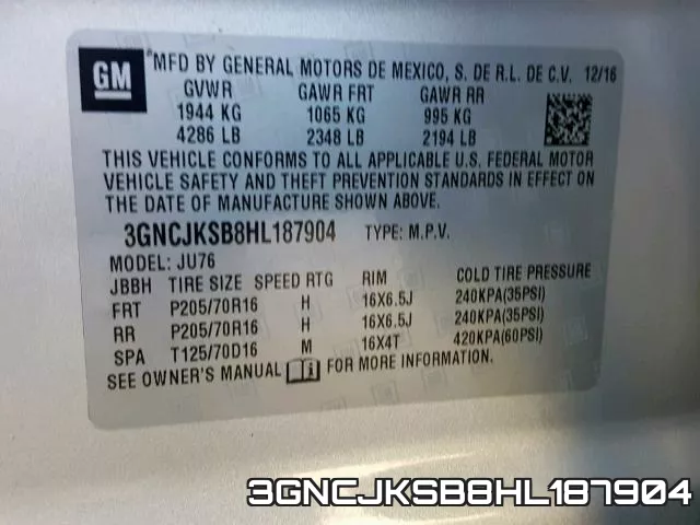 3GNCJKSB8HL187904 фото 2