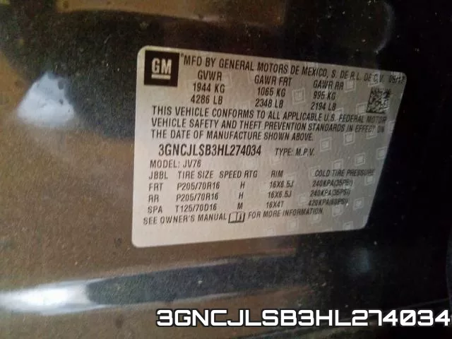 3GNCJLSB3HL274034 фото 2