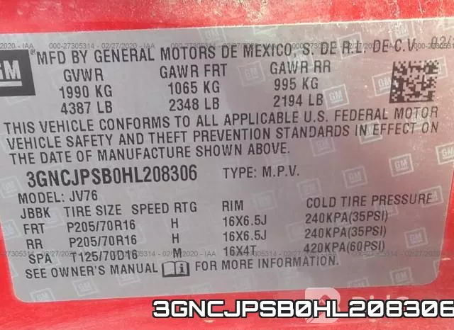 3GNCJPSB0HL208306 фото 10