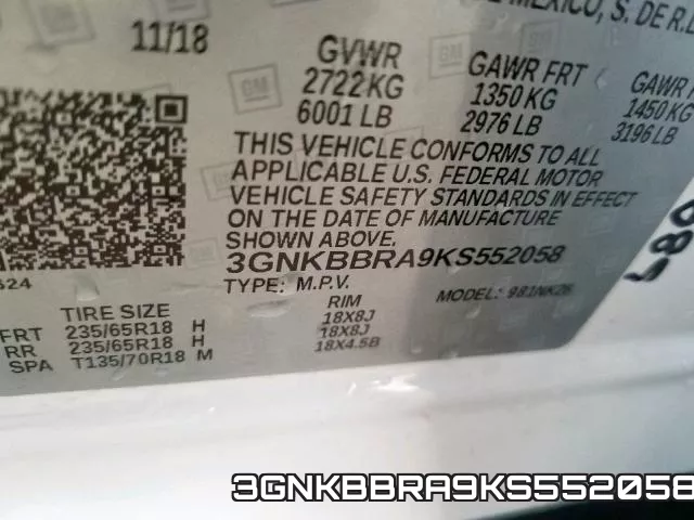 3GNKBBRA9KS552058 фото 2