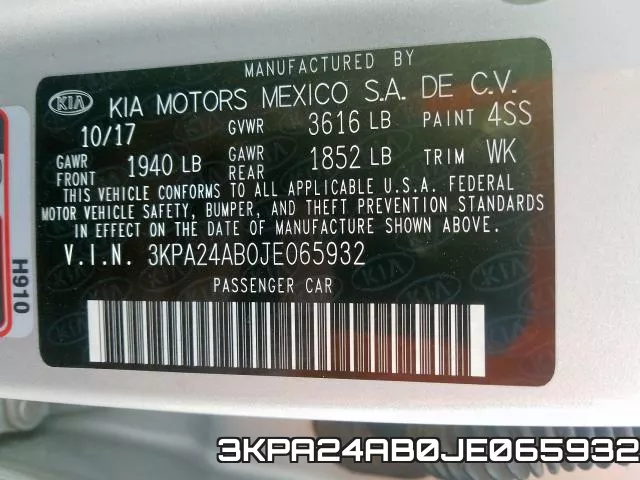 3KPA24AB0JE065932 фото 2