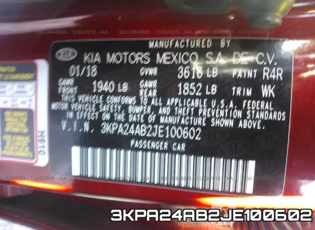 3KPA24AB2JE100602 фото 10