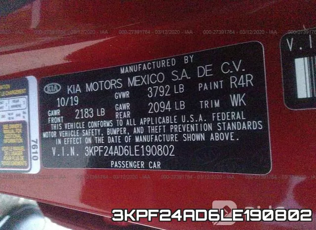 3KPF24AD6LE190802 фото 10