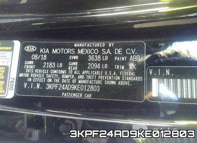 3KPF24AD9KE012803 фото 10