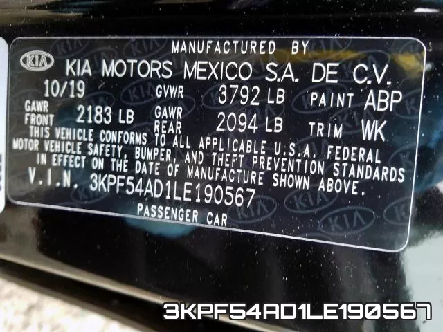 3KPF54AD1LE190567 фото 2