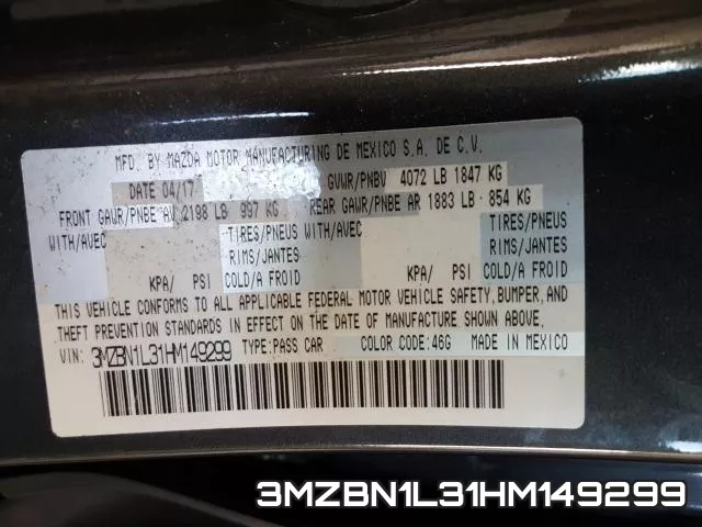 3MZBN1L31HM149299 фото 2