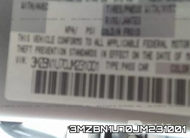 3MZBN1U70JM231001 фото 10