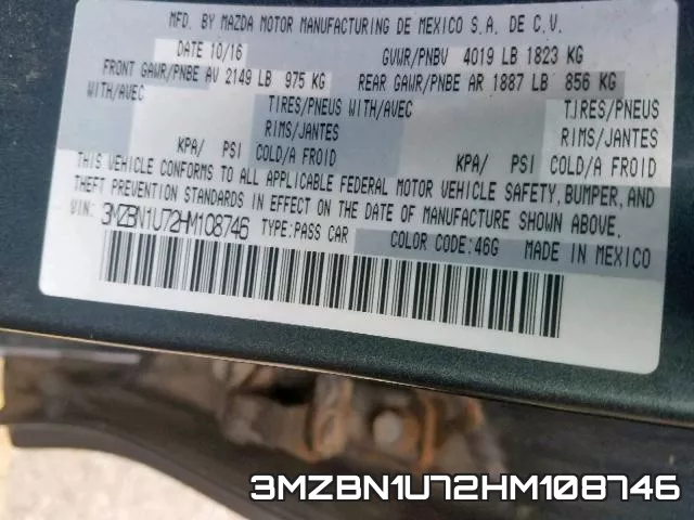 3MZBN1U72HM108746 фото 2