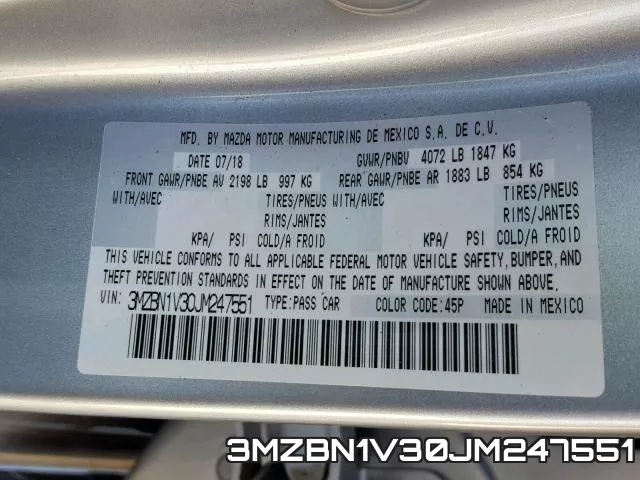 3MZBN1V30JM247551 фото 2