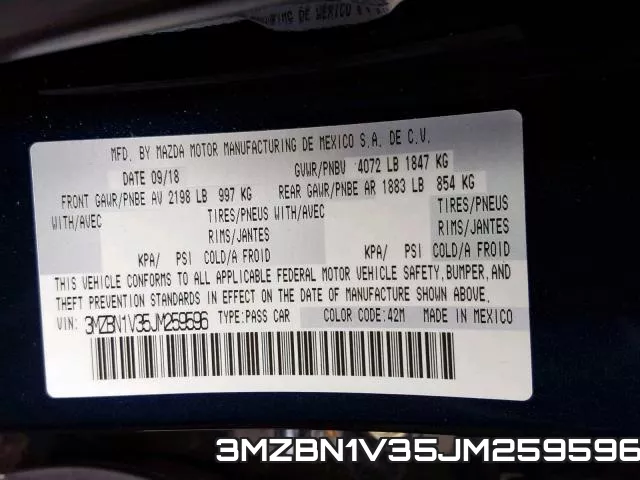 3MZBN1V35JM259596 фото 2